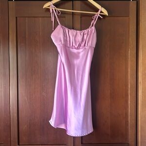 Satin, pink slip dress
